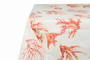 Tovaglia da tavola in 100% cotone stampa digitale dai colori vivi ed intensi lavabile in lavatrice made in Italy CORALLI ROSSO