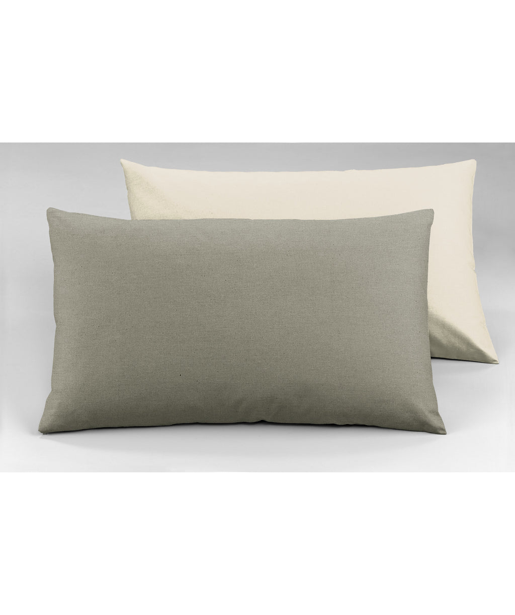 Coppia di federe Set di 2 federe bicolor bifaccia doubleface in cotone copricuscino guanciale letto 50x80 cm made in italy NATURALE/TORTORA - NOVILUNIO.IT