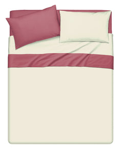 Completo letto lenzuola bicolor in 100% cotone made in Italy NATURALE/MOSTO