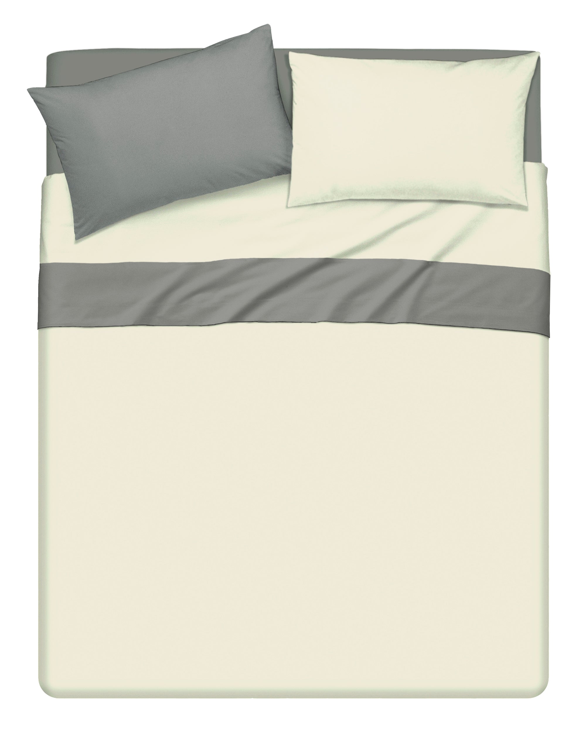 Completo letto lenzuola bicolor in 100% cotone made in Italy  NATURALE/GRIGIO FUMO
