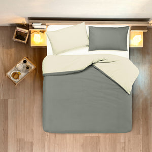 Set copripiumino federe letto bicolor double face parure copripiumino in cotone made in Italy NATURALE/FUMO - NOVILUNIO.IT