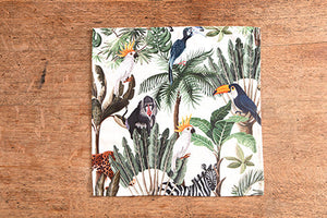 Set di 6 tovaglioli da tavola in stoffa 45 x 45 CM cotone stampa digitale dai colori vivi ed intensi lavabili in lavatrice made in Italy GIUNGLA