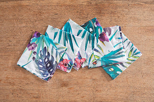 Set di 6 tovaglioli da tavola in stoffa 45 x 45 CM cotone stampa digitale dai colori vivi ed intensi lavabili in lavatrice made in Italy MALDIVE