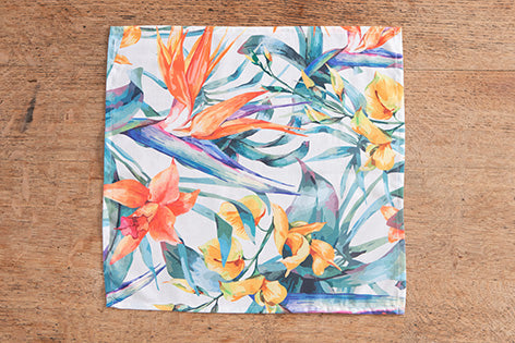 Set di 6 tovaglioli da tavola in stoffa 45 x 45 CM cotone stampa digitale dai colori vivi ed intensi lavabili in lavatrice made in Italy TROPICI