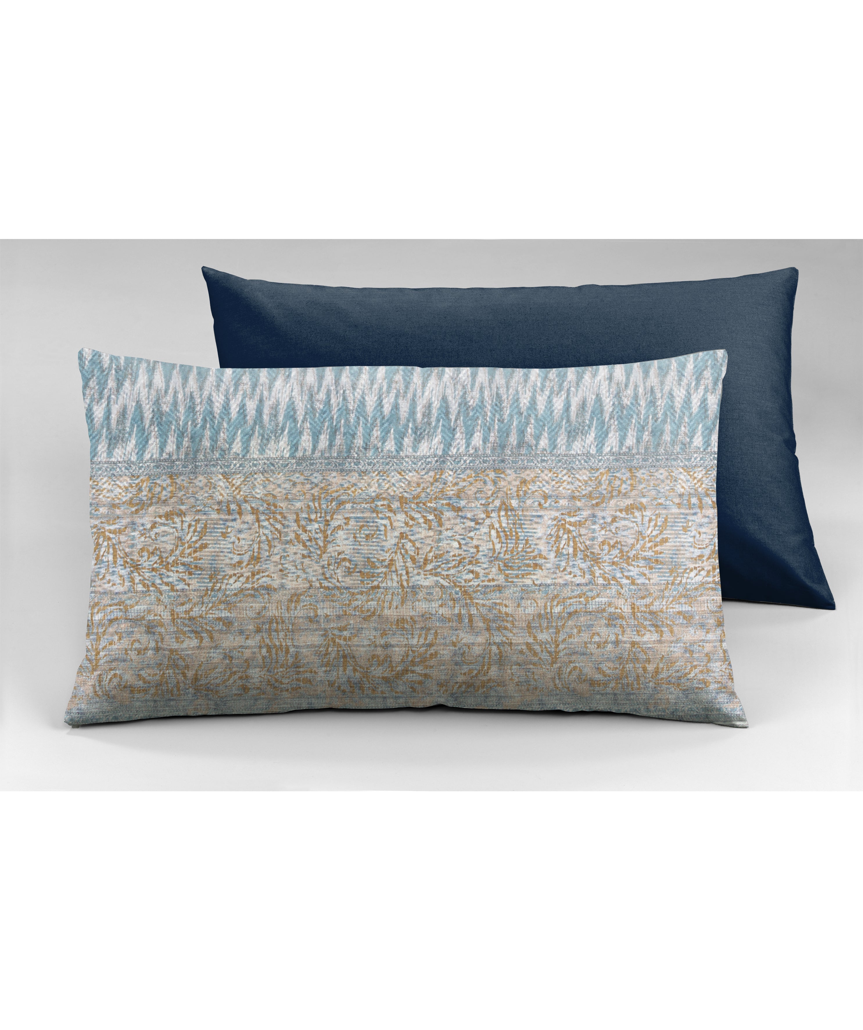 Set 2 federe coppia di federe bifaccia doubleface stampa digitale 100% cotone Made in Italy TERRA E MARE
