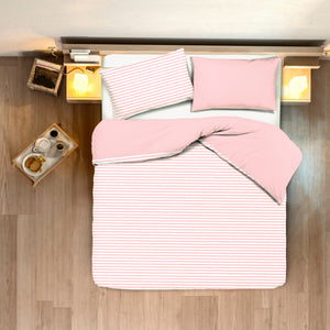 Set copripiumino federe bifaccia doubleface parure copripiumino stampa digitale 100% cotone Made in Italy RIGA MINI ROSA - NOVILUNIO.IT