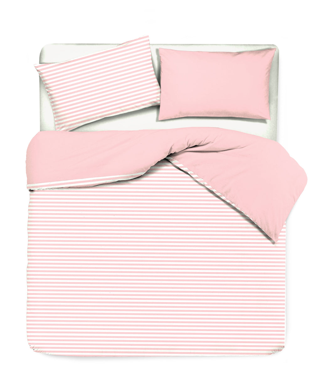 Set copripiumino federe bifaccia doubleface parure copripiumino stampa digitale 100% cotone Made in Italy RIGA MINI ROSA - NOVILUNIO.IT