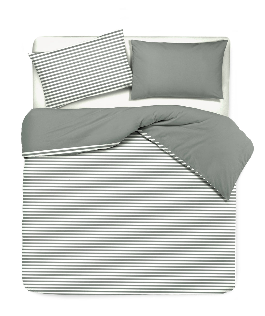 Set copripiumino federe bifaccia doubleface parure copripiumino stampa digitale 100% cotone Made in Italy RIGA MINI GRIGIO - NOVILUNIO.IT