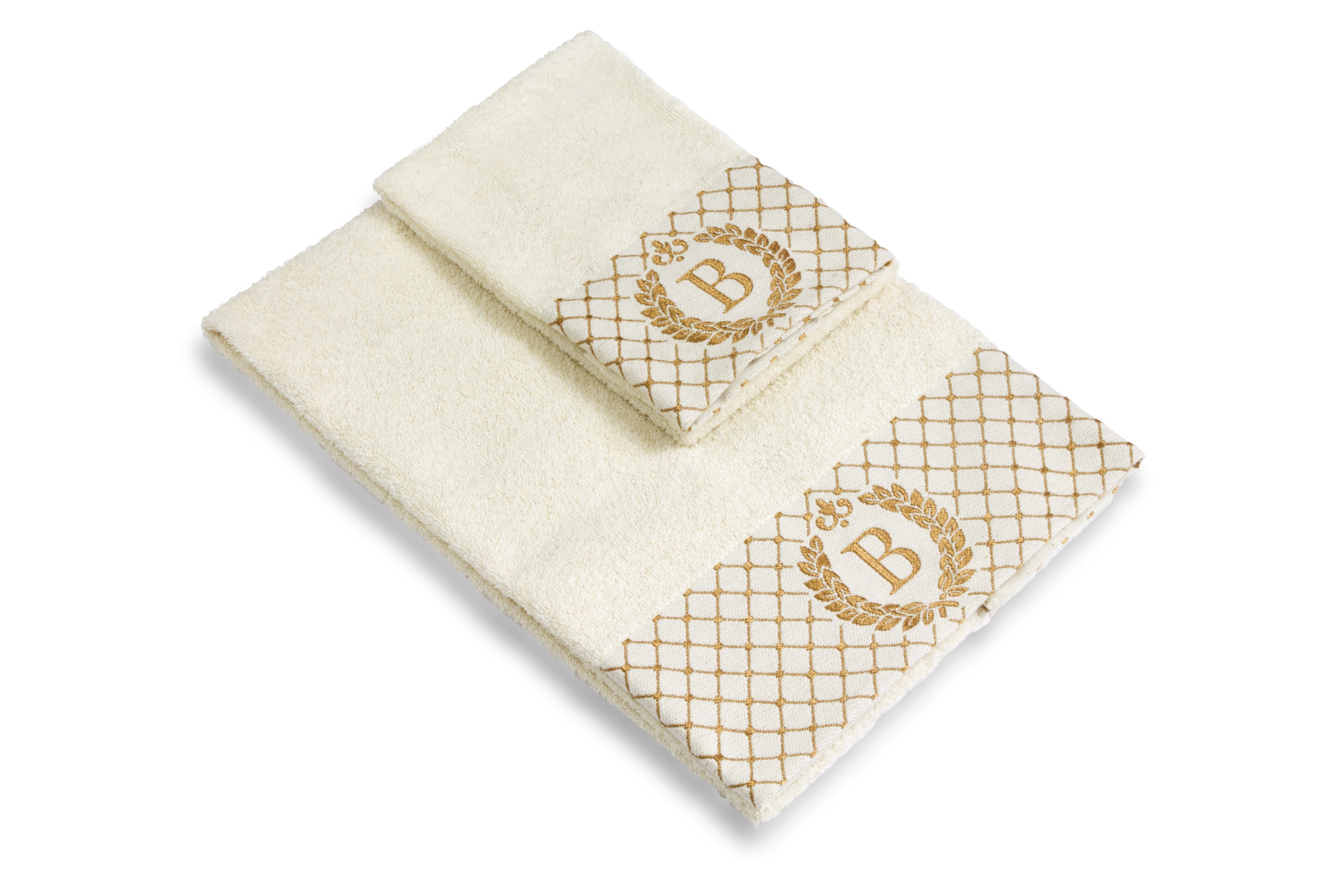 Set 2 asciugamani con iniziale asciugamano viso + asciugamano ospite Made in Italy