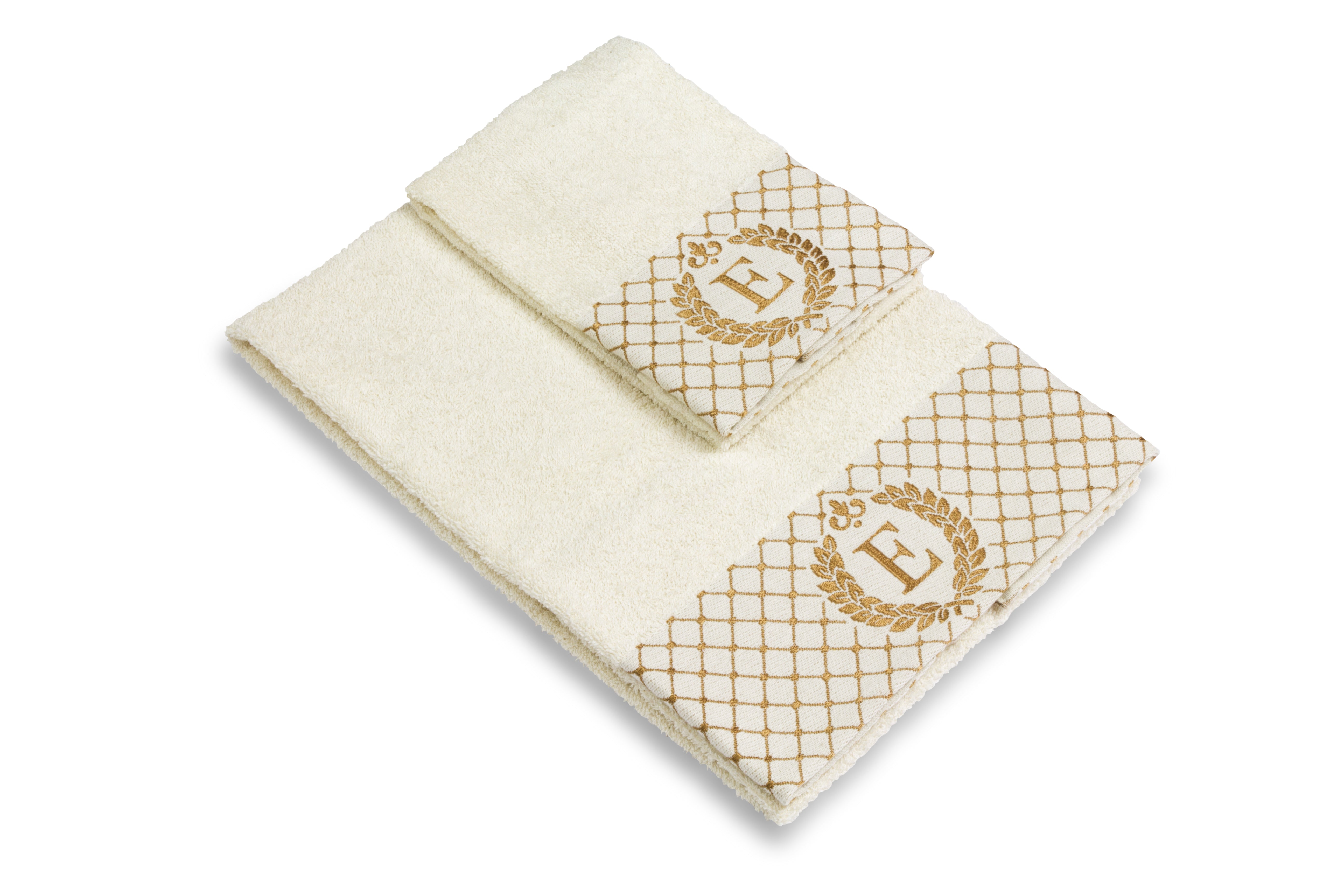 Set 2 asciugamani con iniziale asciugamano viso + asciugamano ospite Made in Italy