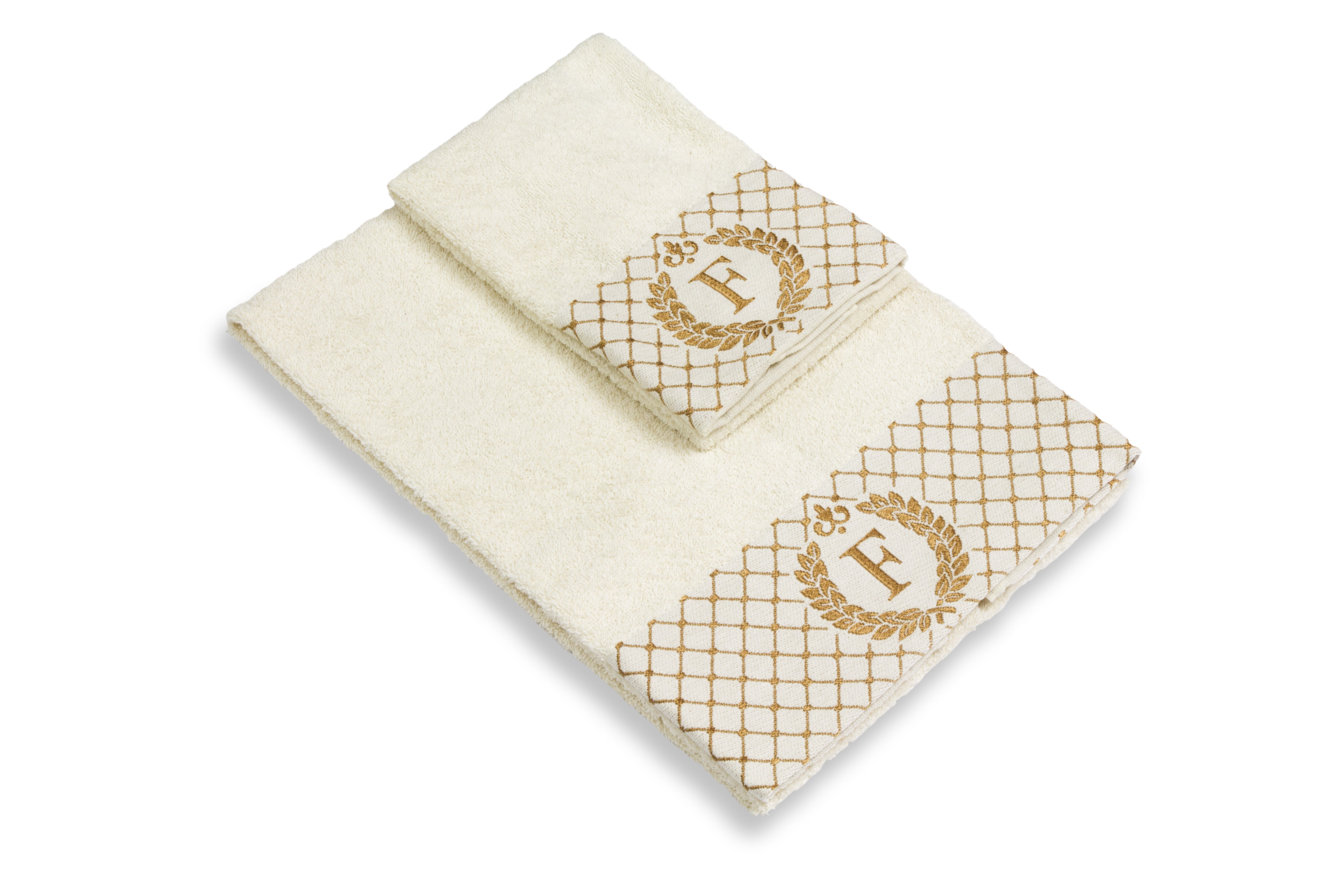 Set 2 asciugamani con iniziale asciugamano viso + asciugamano ospite Made in Italy