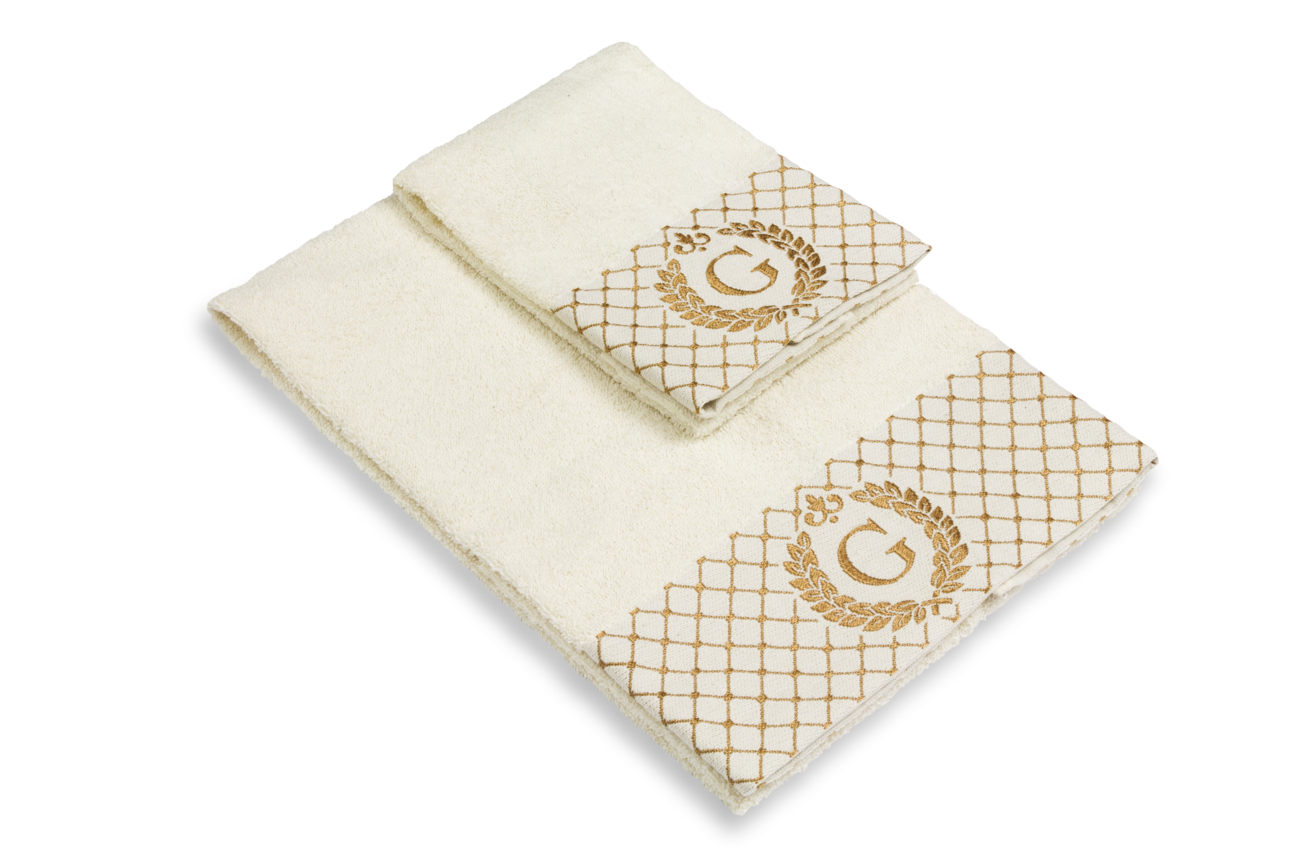 Set 2 asciugamani con iniziale asciugamano viso + asciugamano ospite Made in Italy