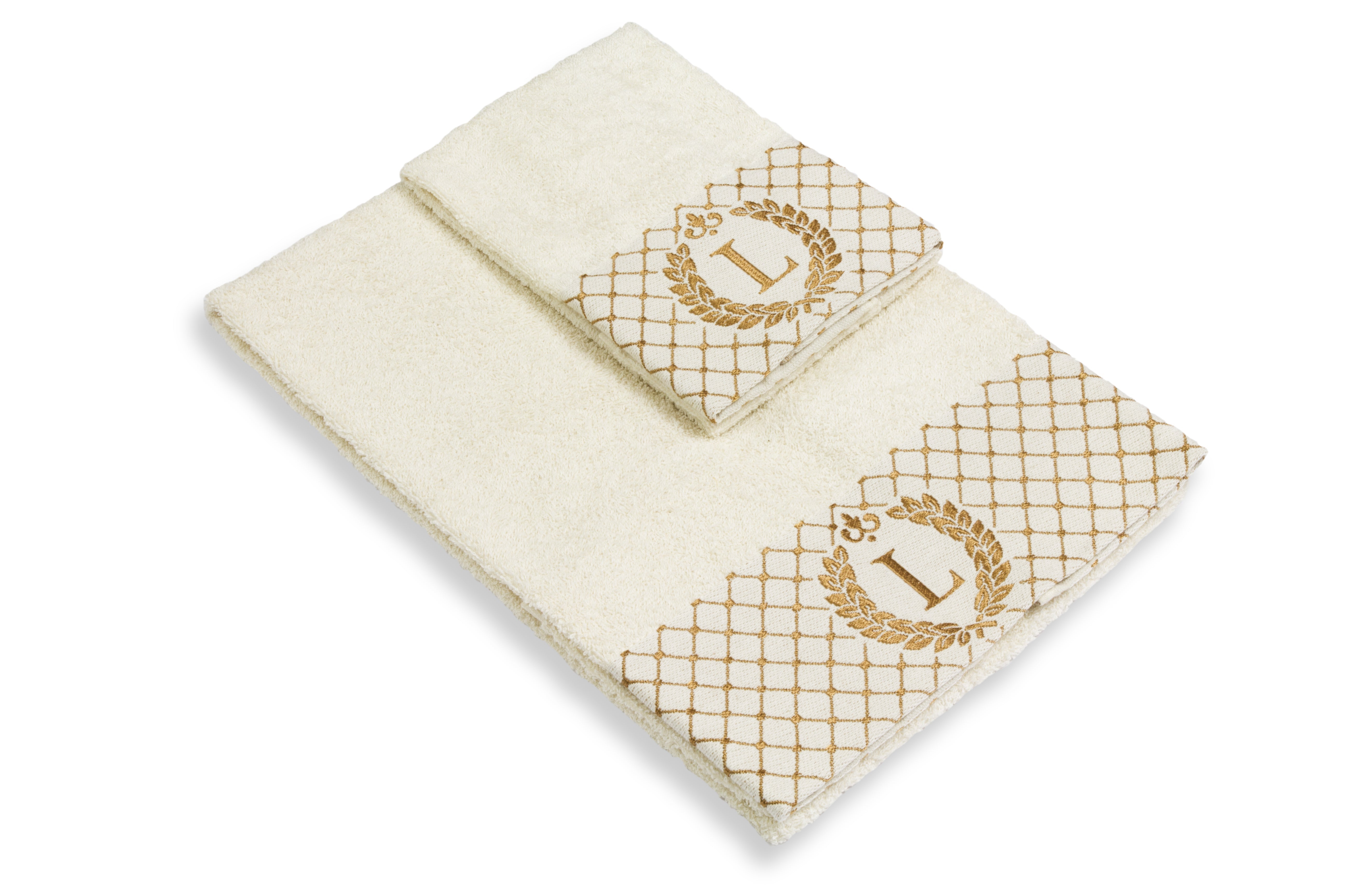 Set 2 asciugamani con iniziale asciugamano viso + asciugamano ospite Made in Italy