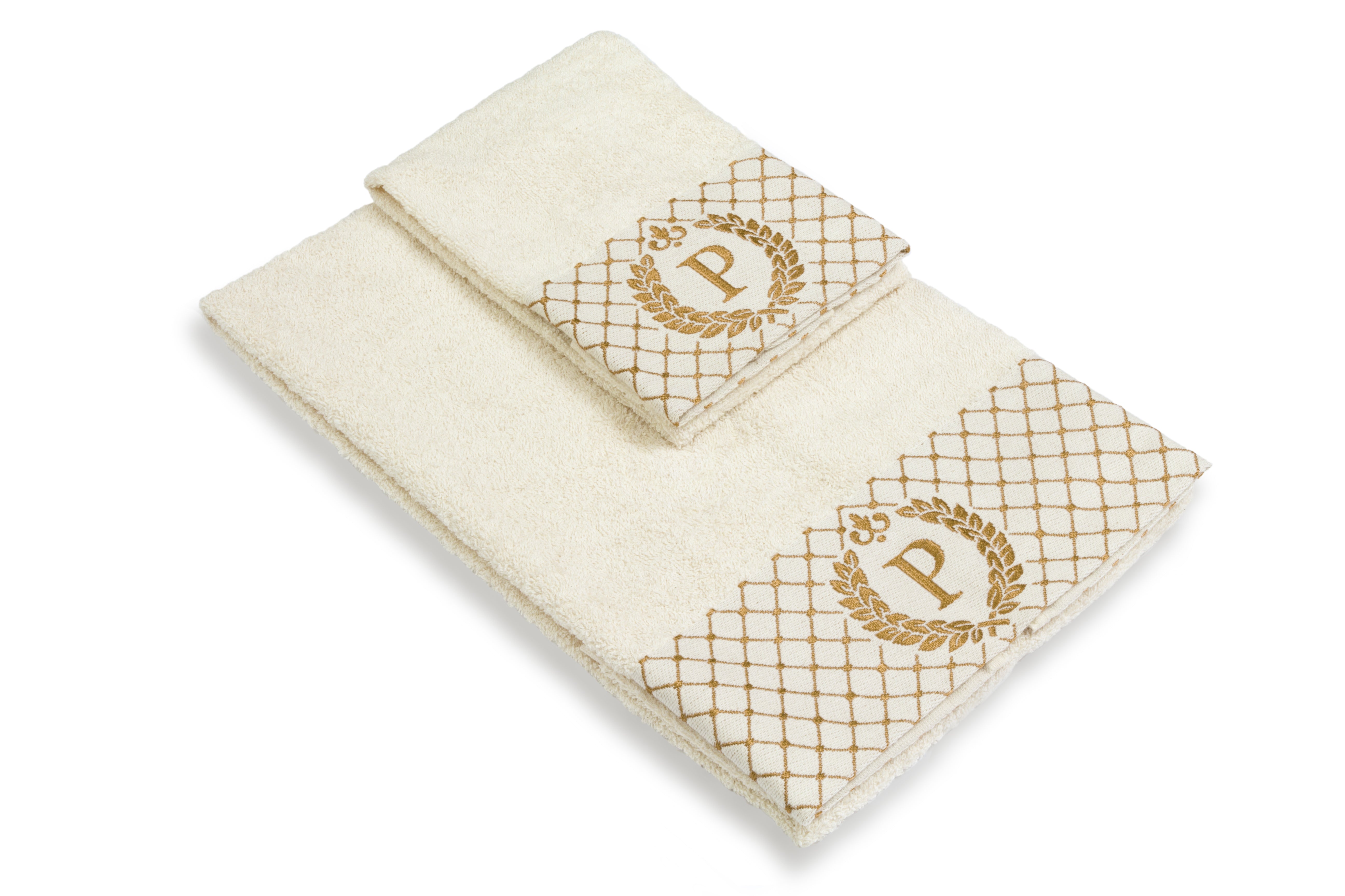 Set 2 asciugamani con iniziale asciugamano viso + asciugamano ospite Made in Italy