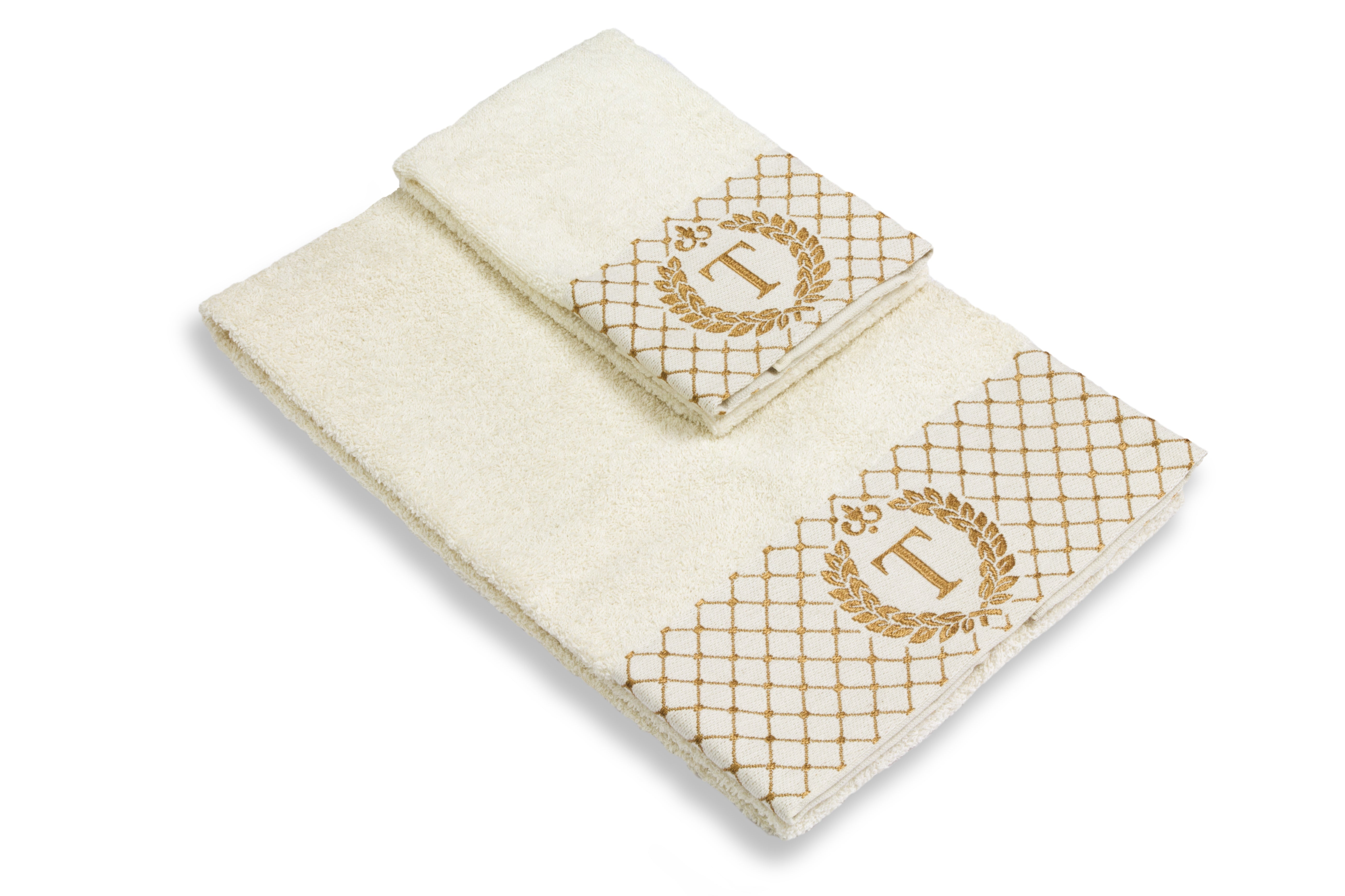 Set 2 asciugamani con iniziale asciugamano viso + asciugamano ospite Made in Italy