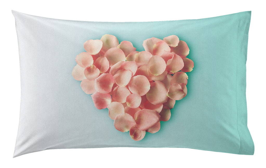 Coppia di federe set di 2 federe stampa digitale 100% cotone made in italy CUORE DI PETALI - NOVILUNIO.IT