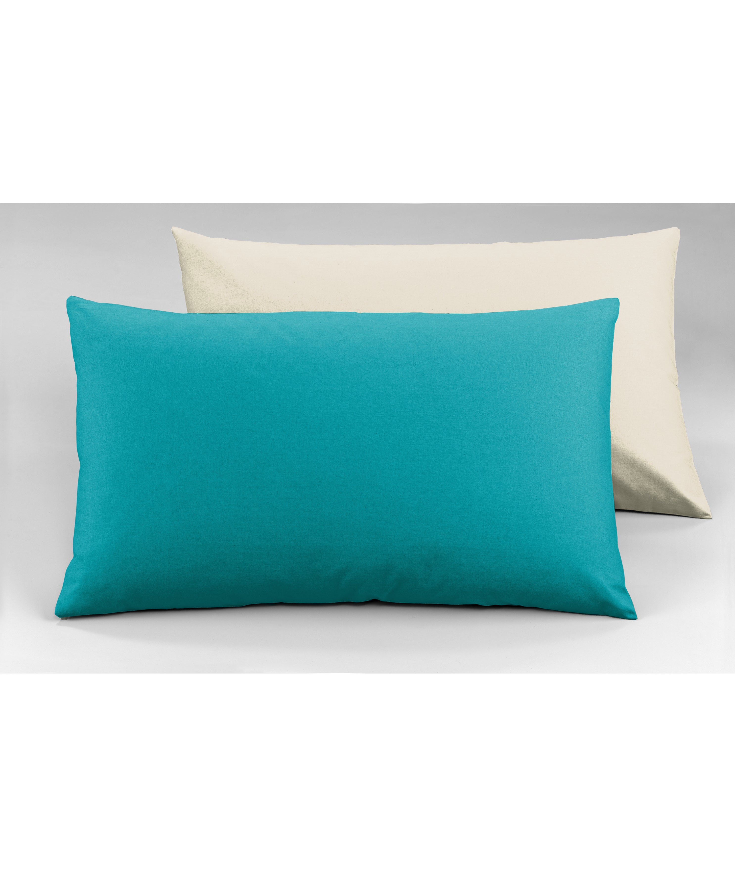 Set copripiumino federe letto bicolor double face parure copripiumino in cotone made in Italy NATURALE/VERDE AZZORRE - NOVILUNIO.IT