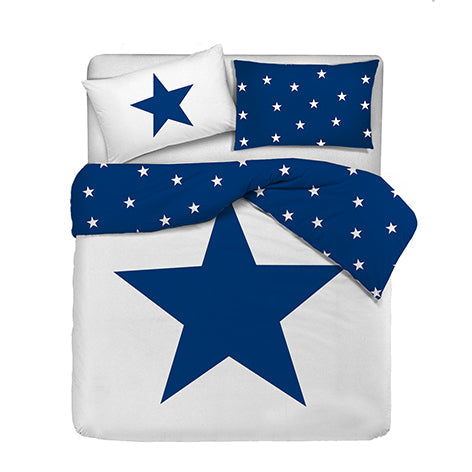Set copripiumino federe letto 100% cotone stampa digitale STELLA BLU