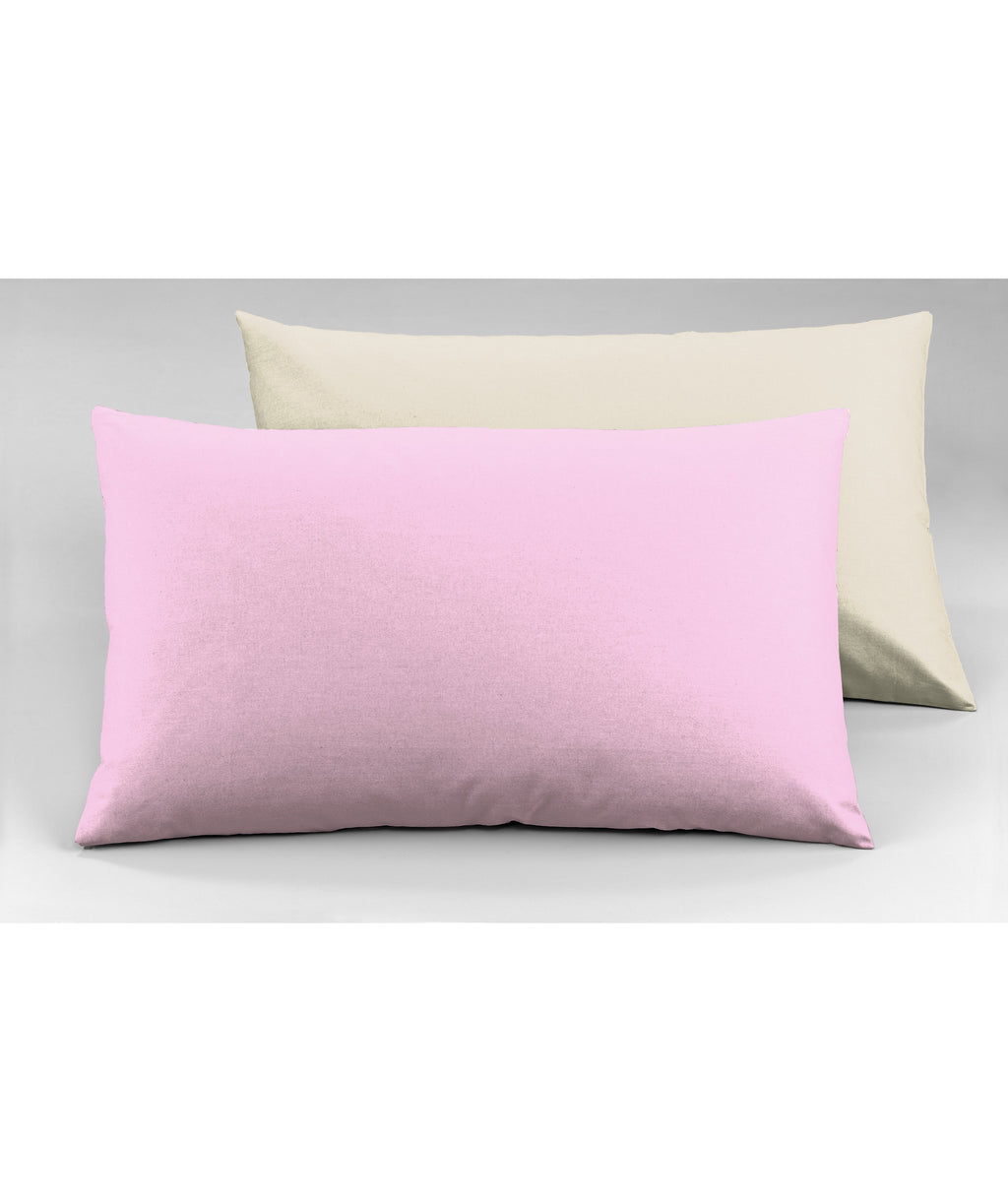Coppia di federe Set di 2 federe bicolor bifaccia doubleface in cotone copricuscino guanciale letto 50x80 cm made in italy NATURALE/ROSA - NOVILUNIO.IT