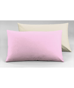 Coppia di federe Set di 2 federe bicolor bifaccia doubleface in cotone copricuscino guanciale letto 50x80 cm made in italy NATURALE/ROSA - NOVILUNIO.IT