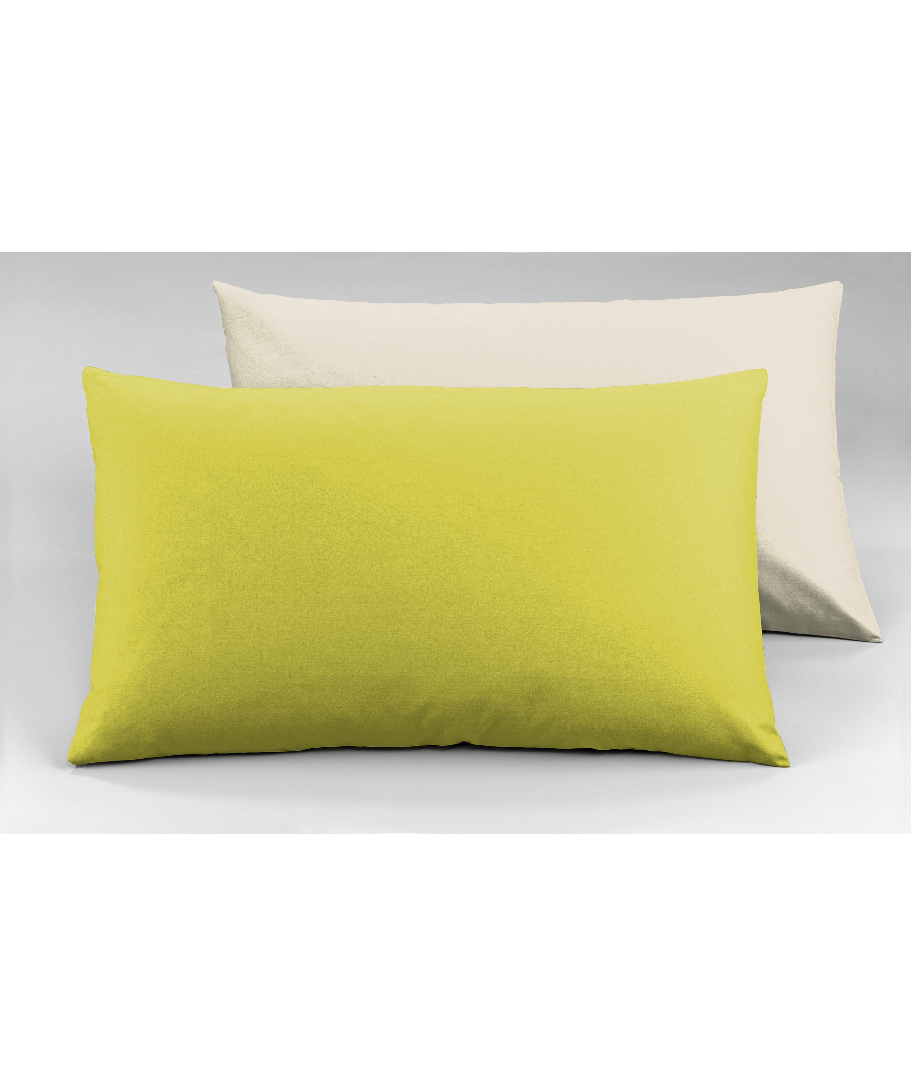 Coppia di federe Set di 2 federe bicolor bifaccia doubleface in cotone copricuscino guanciale letto 50x80 cm made in italy NATURALE/GIALLOSOLE - NOVILUNIO.IT