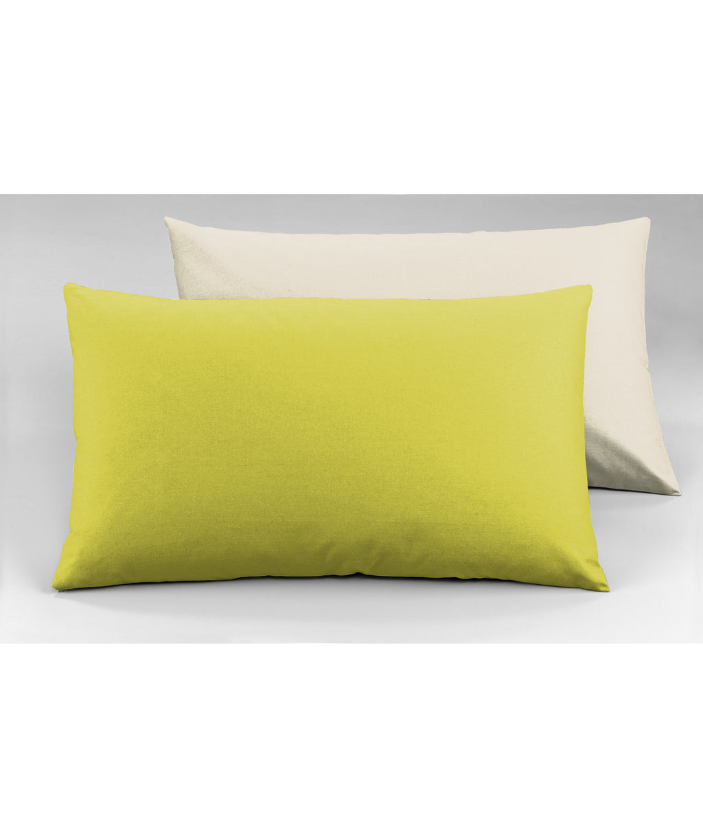 Coppia di federe Set di 2 federe bicolor bifaccia doubleface in cotone copricuscino guanciale letto 50x80 cm made in italy NATURALE/GIALLOSOLE - NOVILUNIO.IT