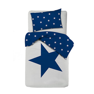 Set copripiumino federe letto 100% cotone stampa digitale STELLA BLU