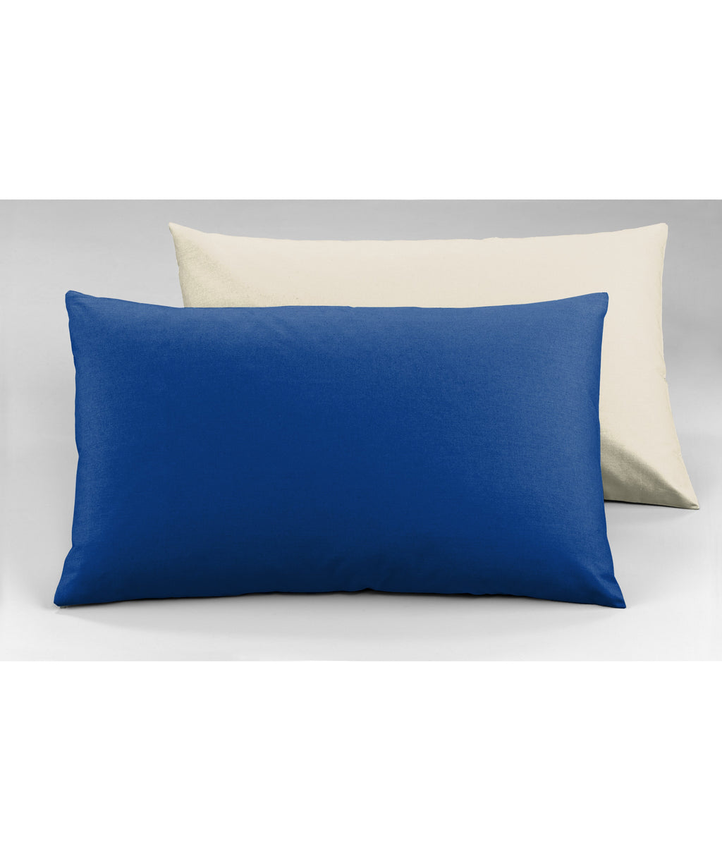 Coppia di federe Set di 2 federe bicolor bifaccia doubleface in cotone copricuscino guanciale letto 50x80 cm made in italy NATURALE/BLUETTE - NOVILUNIO.IT