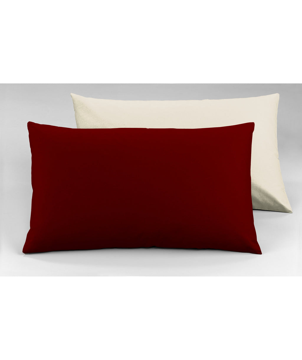 Coppia di federe Set di 2 federe bicolor bifaccia doubleface in cotone copricuscino guanciale letto 50x80 cm made in italy NATURALE/BORDEAUX - NOVILUNIO.IT
