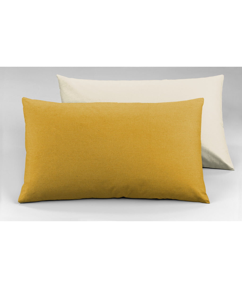Coppia di federe Set di 2 federe bicolor bifaccia doubleface in cotone copricuscino guanciale letto 50x80 cm made in italy NATURALE/OCRA - NOVILUNIO.IT
