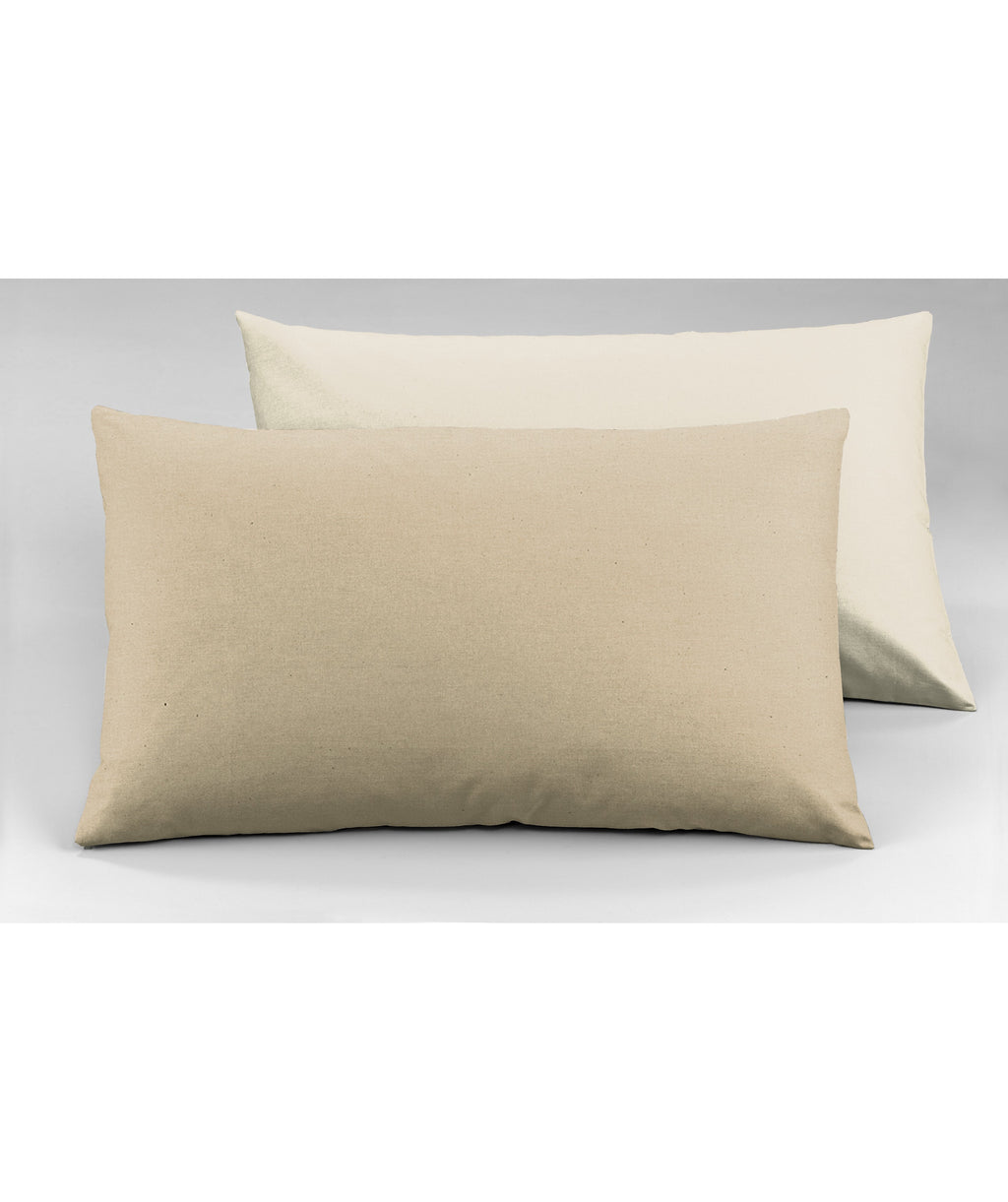 Coppia di federe Set di 2 federe bicolor bifaccia doubleface in cotone copricuscino guanciale letto 50x80 cm made in italy NATURALE/SABBIA - NOVILUNIO.IT