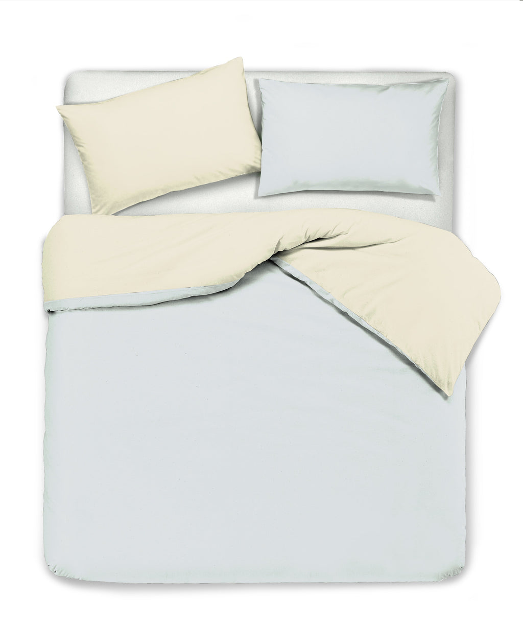 Set copripiumino federe letto bicolor double face parure copripiumino in cotone made in Italy NATURALE/GRIGIO PERLA - NOVILUNIO.IT