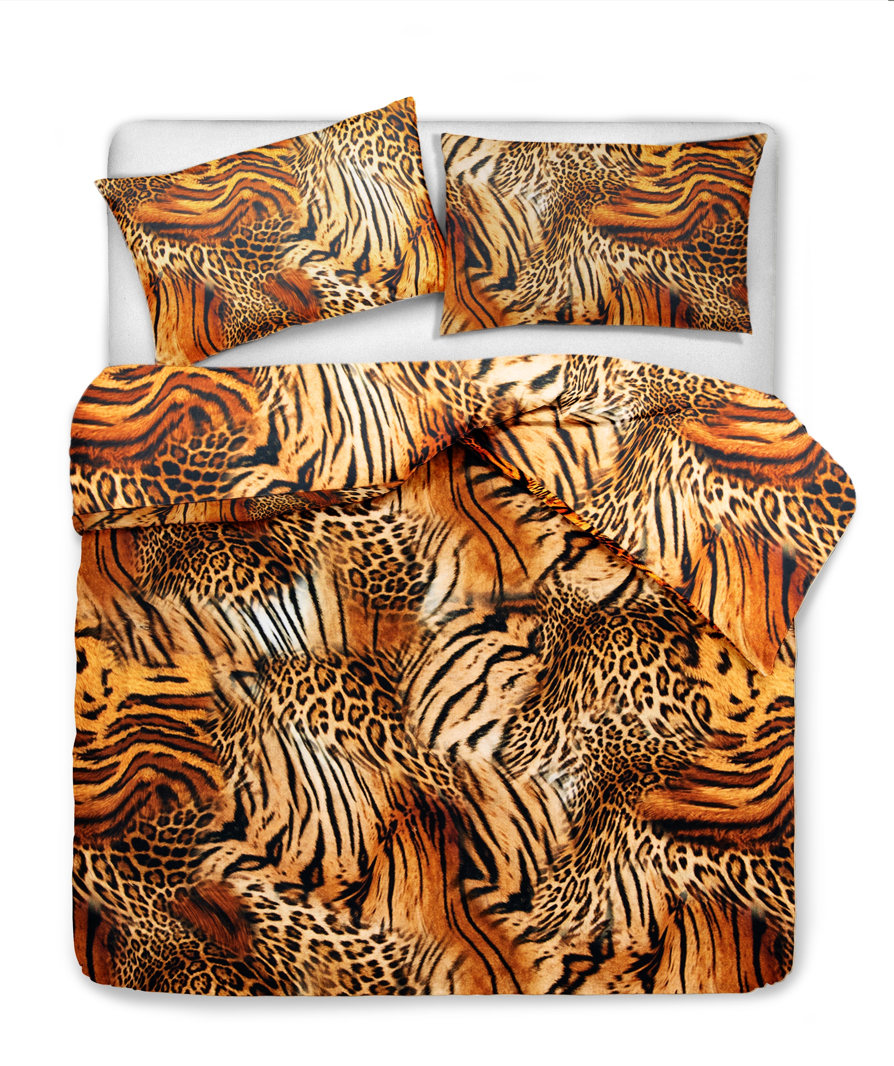 Set Copripiumino federe parure Copripiumino Stampa Digitale Cotone Made in Italy LEOPARDO