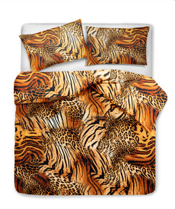 Set Copripiumino federe parure Copripiumino Stampa Digitale Cotone Made in Italy LEOPARDO