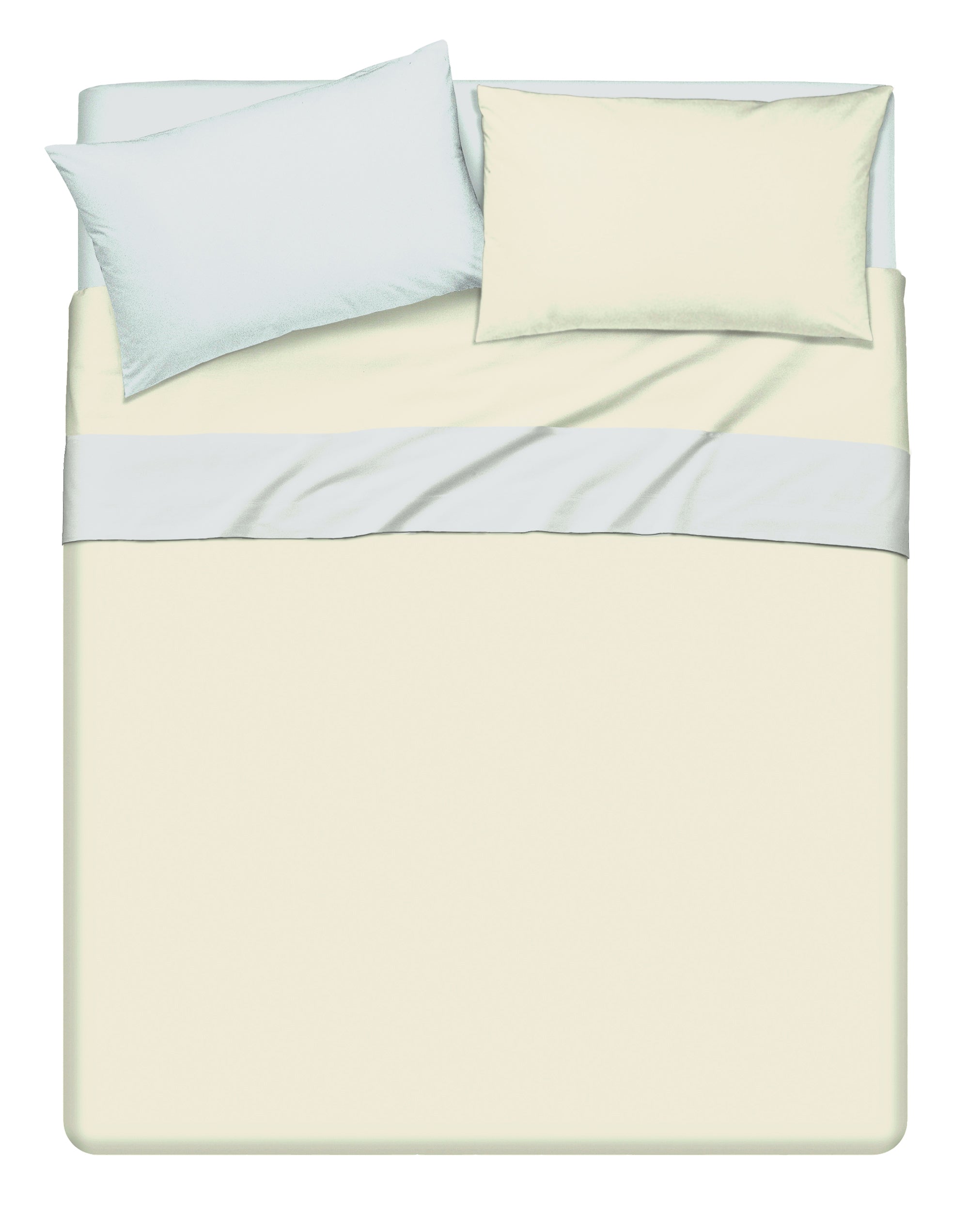 Completo letto lenzuola bicolor in 100% cotone made in Italy NATURALE/GRIGIO PERLA
