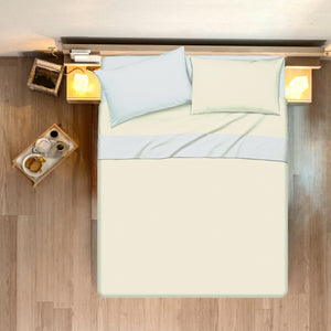 Completo letto lenzuola bicolor in 100% cotone made in Italy NATURALE/GRIGIO PERLA