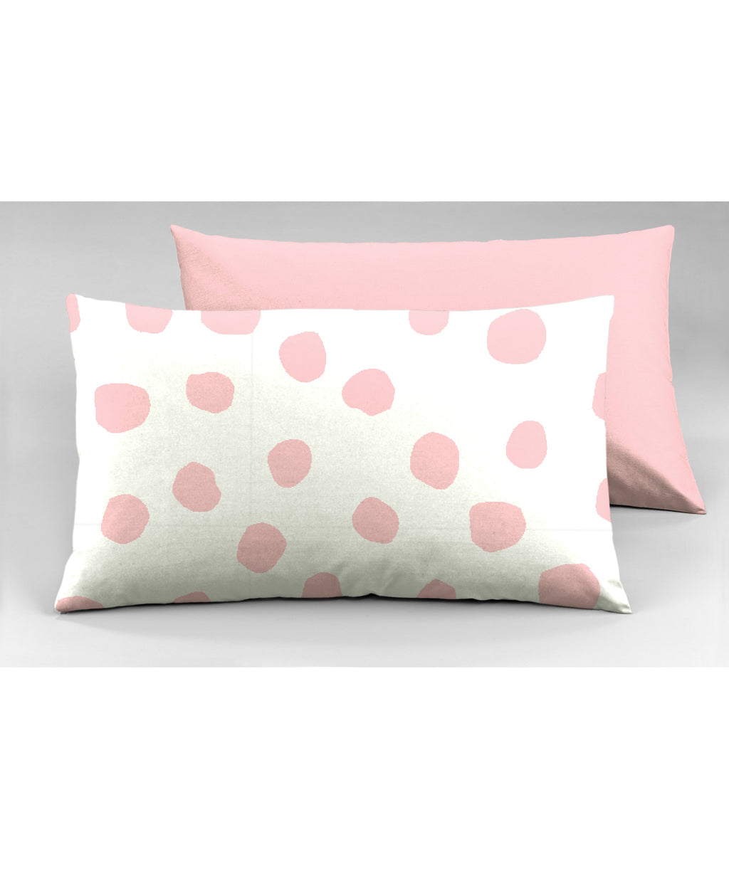Set 2 federe coppia di federe bifaccia doubleface stampa digitale 100% cotone Made in Italy DOT MAXI  ROSA - NOVILUNIO.IT