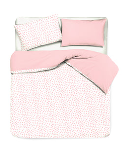 Set copripiumino federe bifaccia doubleface parure copripiumino stampa digitale 100% cotone Made in Italy DOT MINI ROSA - NOVILUNIO.IT