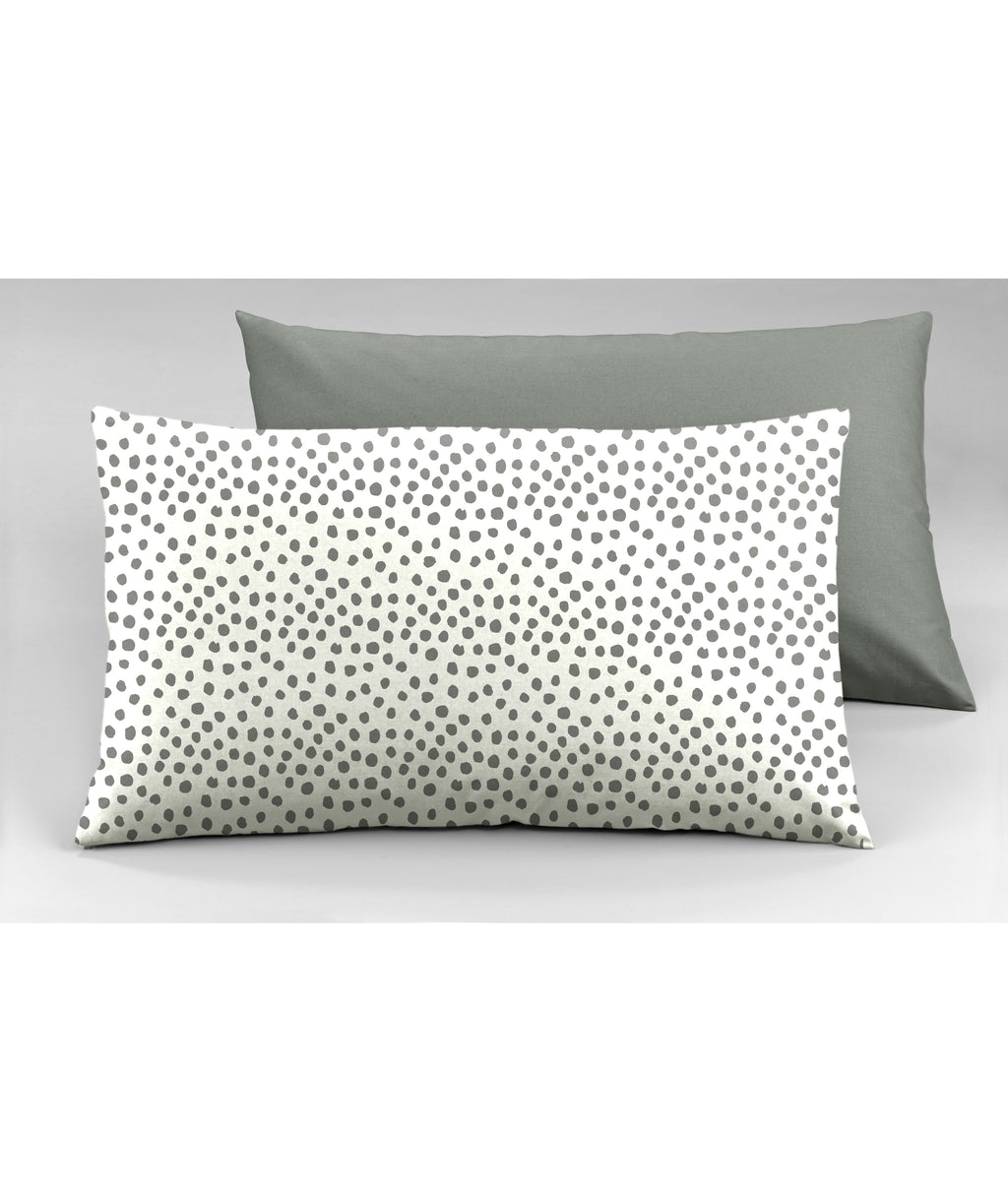 Set 2 federe coppia di federe bifaccia doubleface stampa digitale 100% cotone Made in Italy DOT MINI  GRIGIO - NOVILUNIO.IT