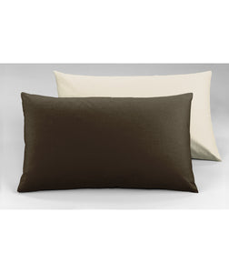 Coppia di federe Set di 2 federe bicolor bifaccia doubleface in cotone copricuscino guanciale letto 50x80 cm made in italy NATURALE/CACAO - NOVILUNIO.IT