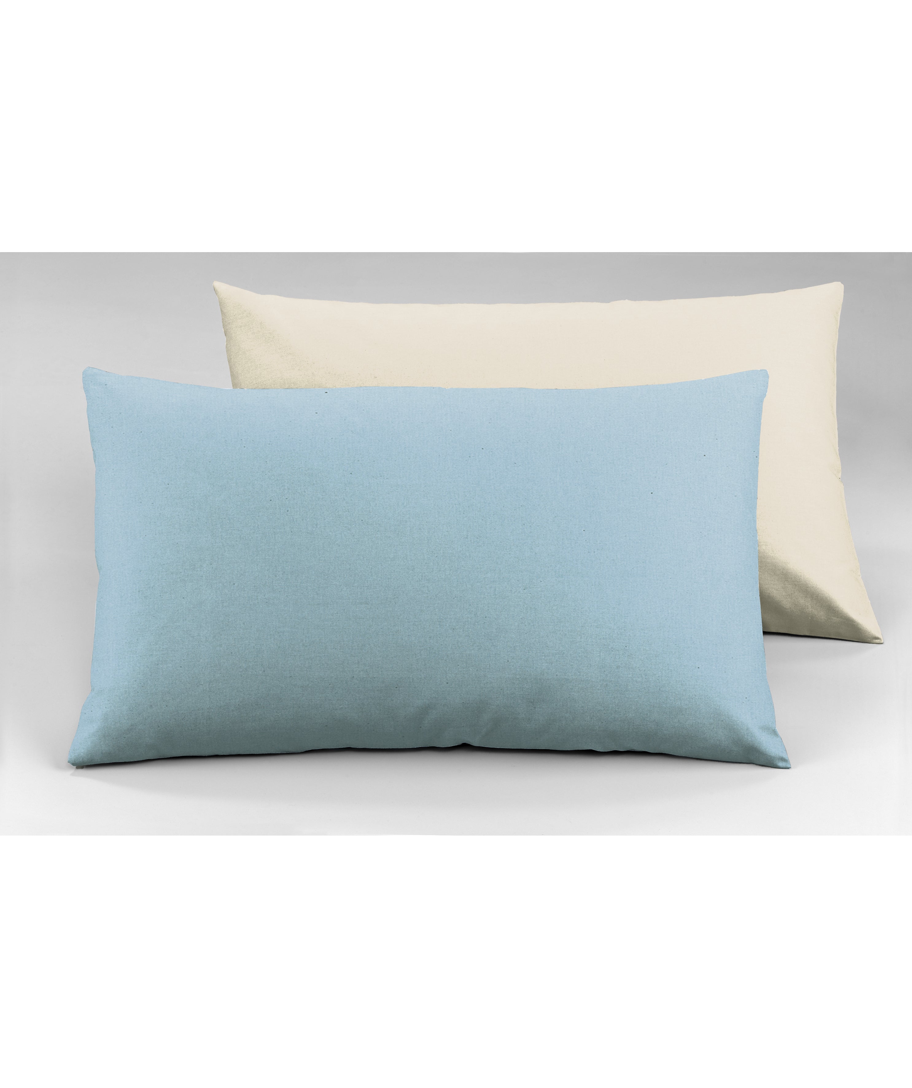 Coppia di federe Set di 2 federe bicolor bifaccia doubleface in cotone copricuscino guanciale letto 50x80 cm made in italy NATURALE/CIELO - NOVILUNIO.IT