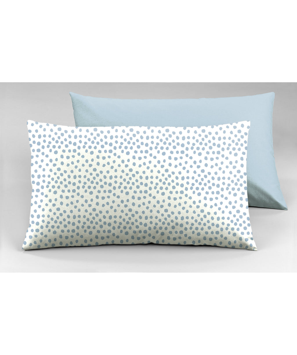 Set 2 federe coppia di federe bifaccia doubleface stampa digitale 100% cotone Made in Italy DOT MINI  CELESTE - NOVILUNIO.IT