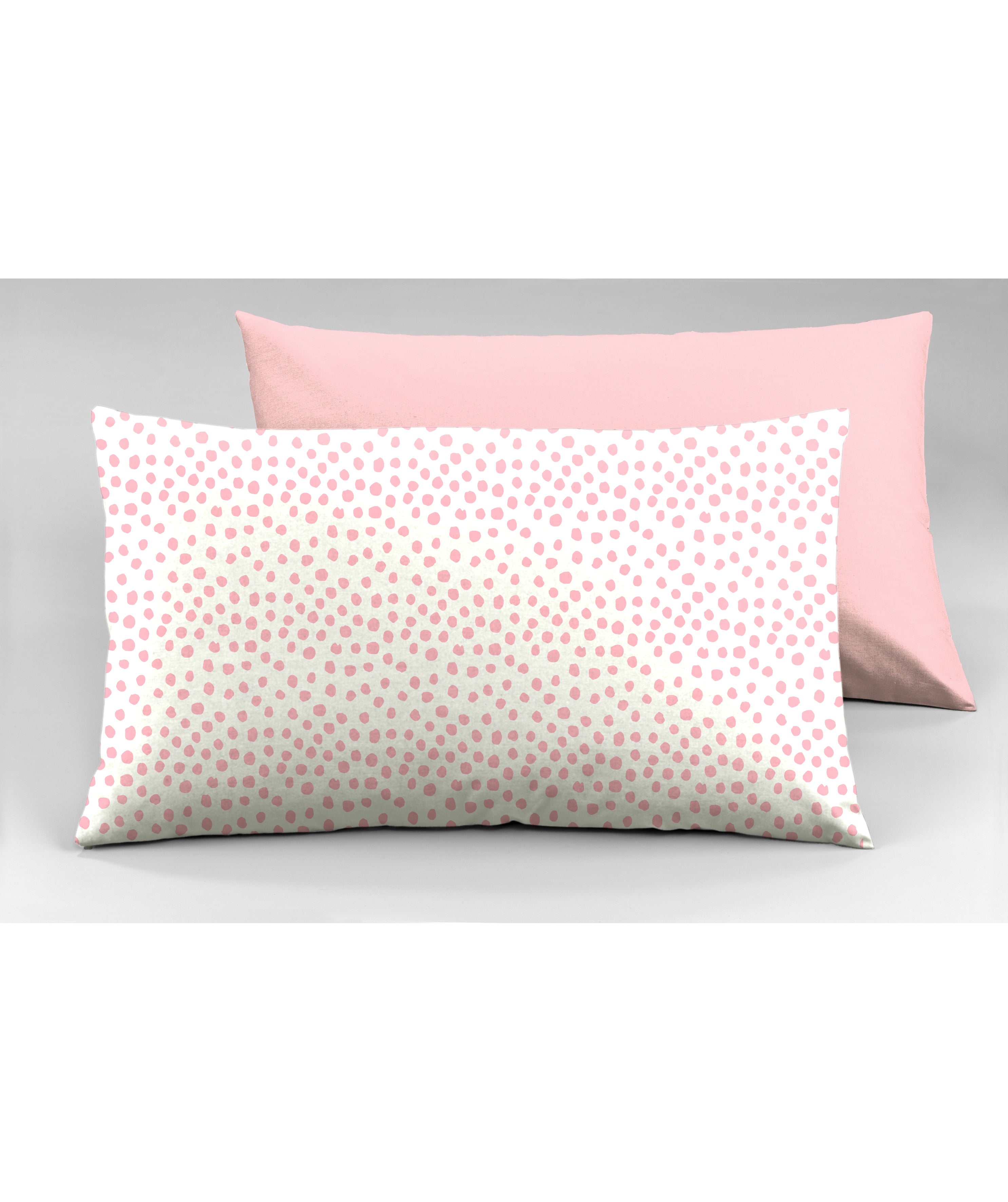Set 2 federe coppia di federe bifaccia doubleface stampa digitale 100% cotone Made in Italy DOT MINI  ROSA - NOVILUNIO.IT