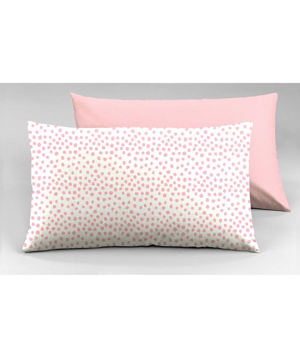 Set 2 federe coppia di federe bifaccia doubleface stampa digitale 100% cotone Made in Italy DOT MINI  ROSA - NOVILUNIO.IT