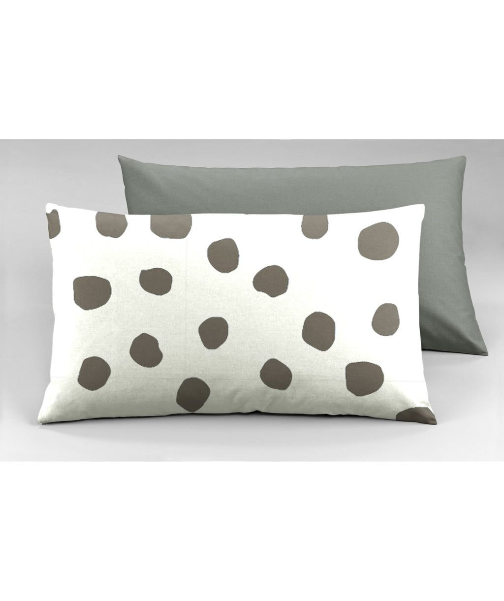 Set 2 federe coppia di federe bifaccia doubleface stampa digitale 100% cotone Made in Italy DOT MAXI  GRIGIO - NOVILUNIO.IT
