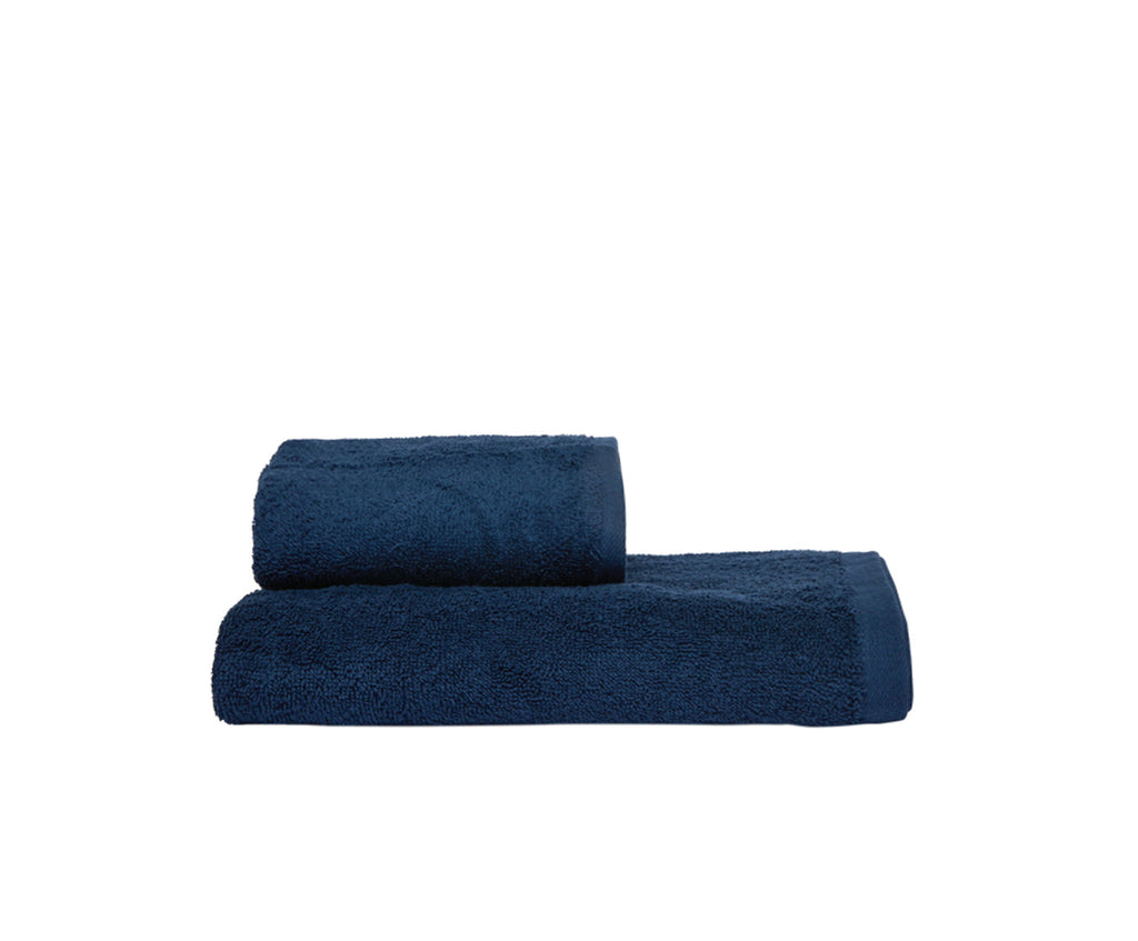 Set Asciugamani 2 Pezzi (1 Asciugamano viso 1 Asciugamano ospite) soffici morbidi assorbenti BLU NOTTE - NOVILUNIO.IT