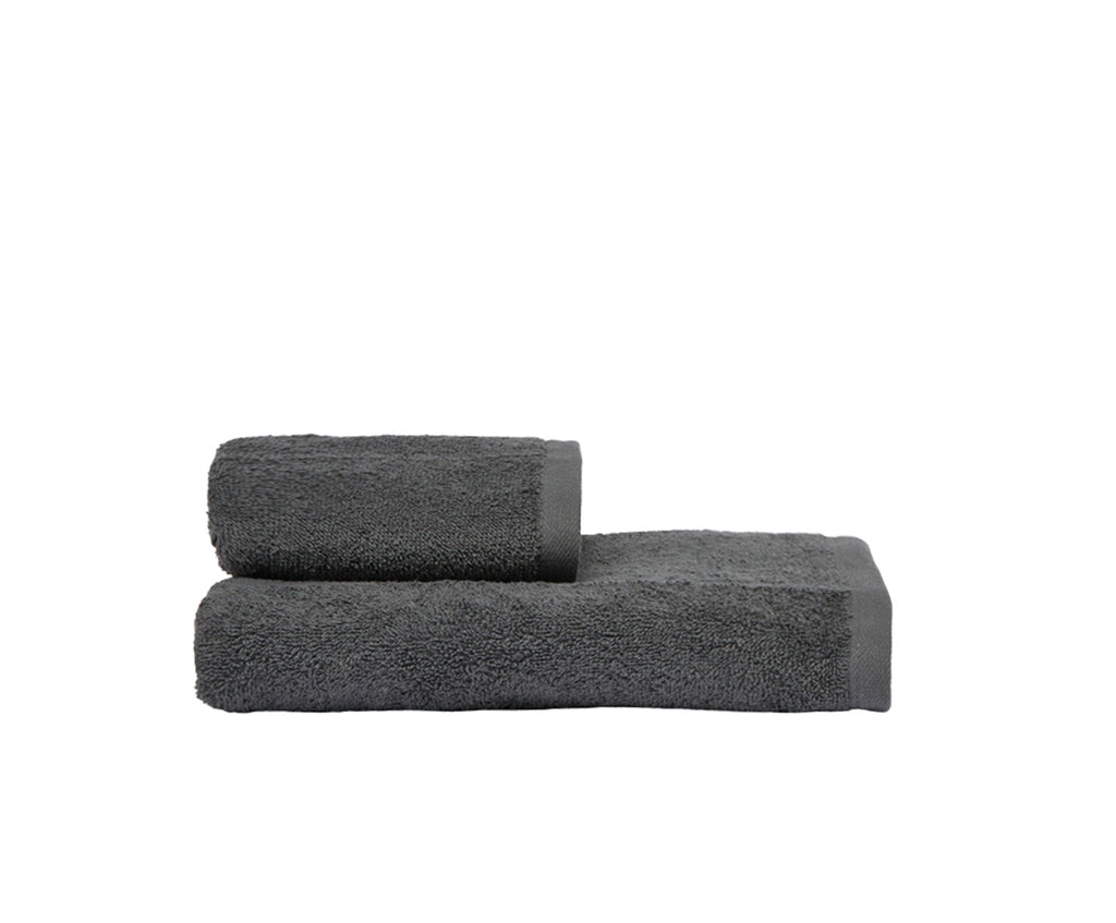 Set Asciugamani 2 Pezzi (1 Asciugamano viso 1 Asciugamano ospite) soffici morbidi assorbenti GRIGIO FUMO - NOVILUNIO.IT