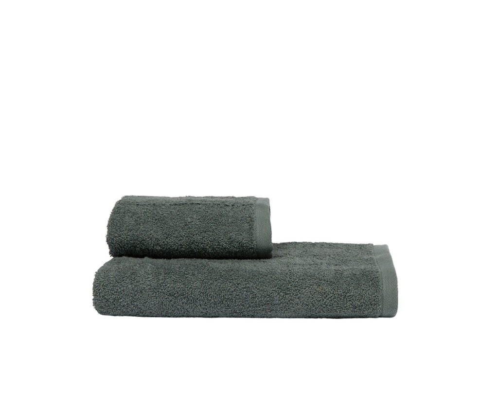 Set Asciugamani 2 Pezzi (1 Asciugamano viso 1 Asciugamano ospite) soffici morbidi assorbenti  VERDE OLIVA - NOVILUNIO.IT