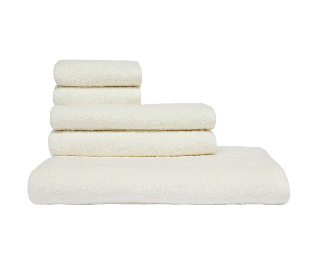 Set Asciugamani 5 Pezzi (2 Asciugamano viso 2 Asciugamano ospite 1 Telo bagno doccia) soffici morbidi assorbenti PANNA - NOVILUNIO.IT