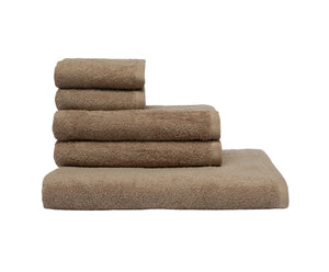 Set Asciugamani 5 Pezzi (2 Asciugamano viso 2 Asciugamano ospite 1 Telo bagno doccia) soffici morbidi assorbenti TORTORA - NOVILUNIO.IT